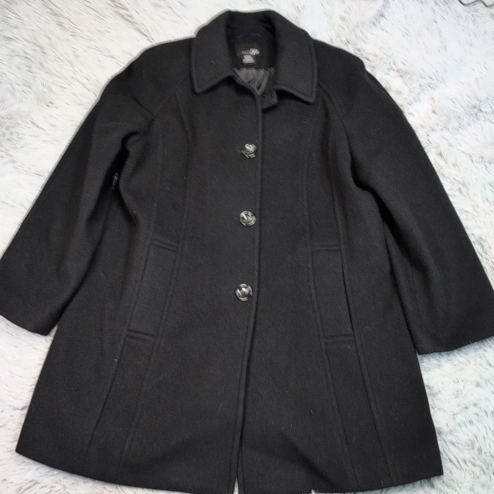 East 5th Jacket Womens L Black Wool Blend Coat Career Button Up Warm Cozy Preppy